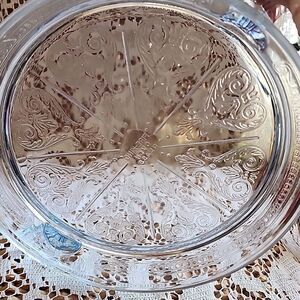 Vintage Fire King Oven Glass Philbe Sapphire Blue Trivet Handled Table Server